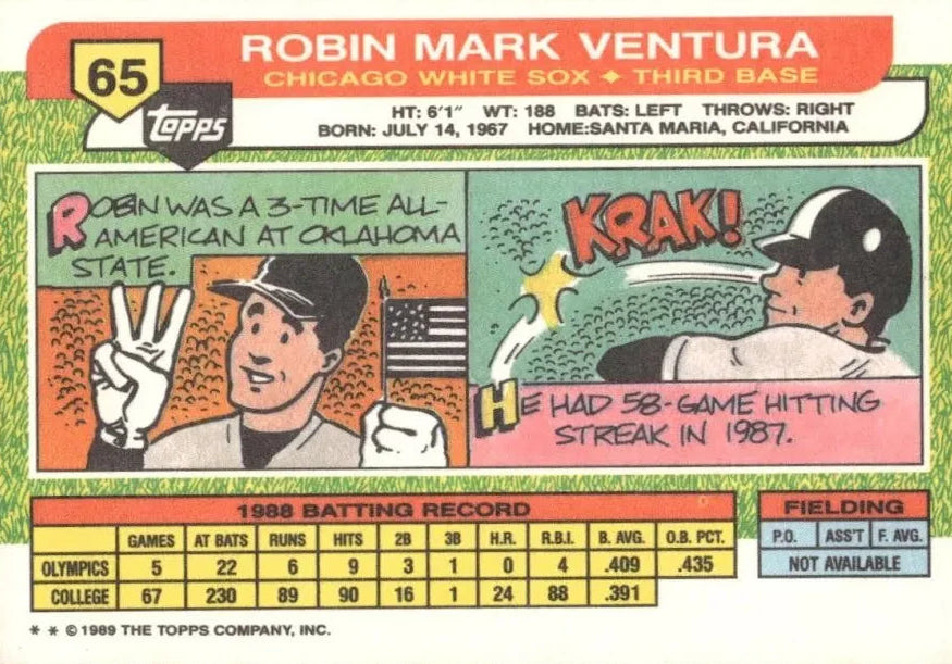 1989 Topps Robin Mark Ventura Baseball Card #65