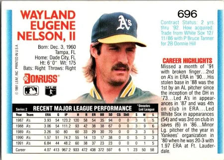 1992 Donruss Wayland Eugene Nelson Baseball Card #696