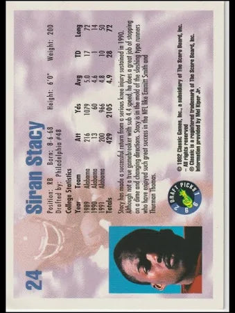 1992 Classic Draft Picks Siran Stacy Football Card #24