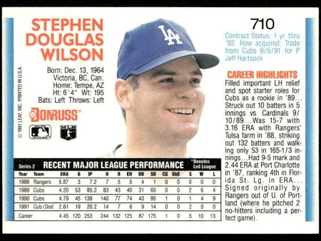 1992 Donruss Stephen Douglas Wilson Baseball Card #710