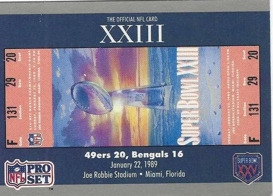 1990 NFL Pro Set Super Bowl XXIII 49ers 20, Bengal 16 Football Card #23