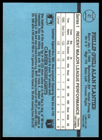 1991 Donruss Phillp (Phil) Alan Plantier Baseball Card #41