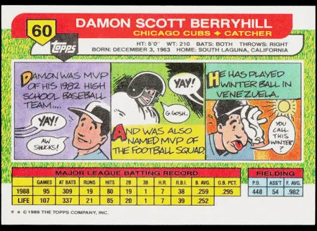1989 Topps Damon Scott Berryhill Baseball Card #60