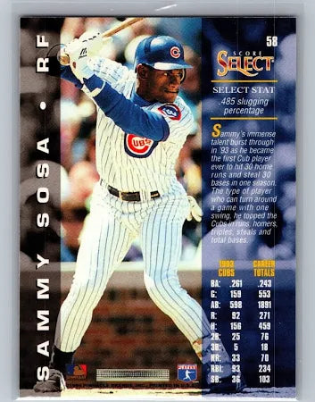 1994 Score Select Sammy Sosa Baseball Card #58