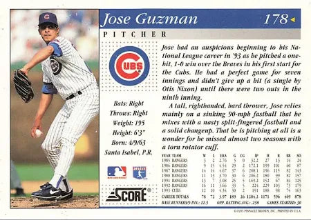 1994 Score Select Jose Guzman Baseball Card #90