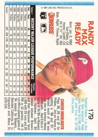 1992 Donruss Randy Max Ready Baseball Card #179