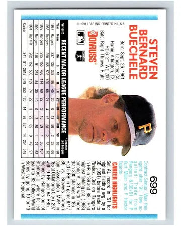 1992 Donruss Steven Bernard Buechele Baseball Card #699