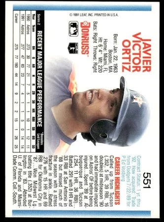 1992 Donruss Javier Victor Oritz Baseball Card #551