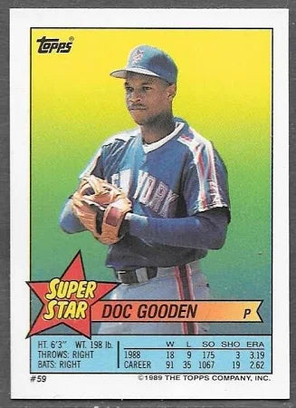 1989 Topps Super Star Sticker Doc Gooden Baseball Card #59