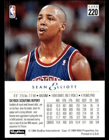 1994 Skybox Sean Elliott Basketball Card #220