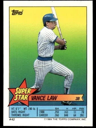 1989 Topps Super Star Stickers Vance Law Baseball Card #42