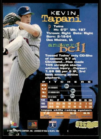 1994 Topps Stadium Club Kevin Tapani Baseball Card #117