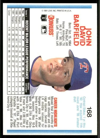 1992 Donruss John David Barfield Baseball Card #168