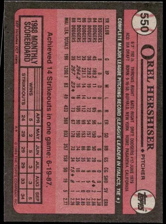 1989 Topps Orel Hershiser Baseball Card #550