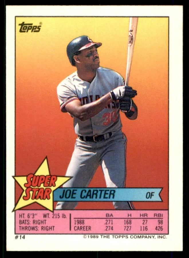 1989 Topps Super Star Sticker Joe Carter Baseball Card #14