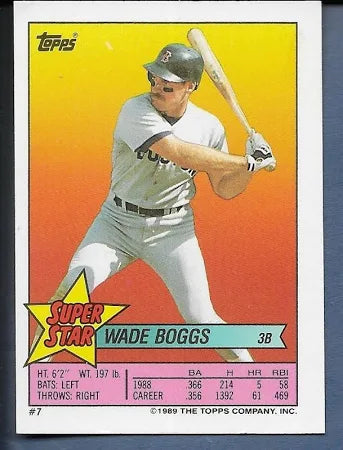 1989 Topps Super Star Wade Boggs Baseball Card #7