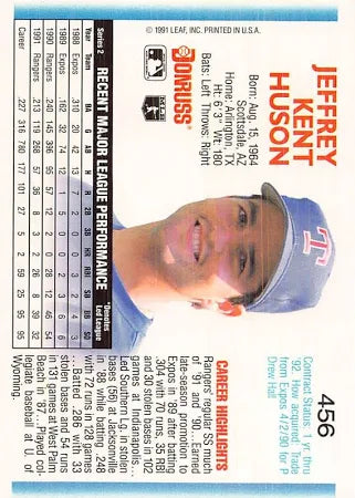 1992 Donruss Jeffrey Kent Huson Baseball Card #456