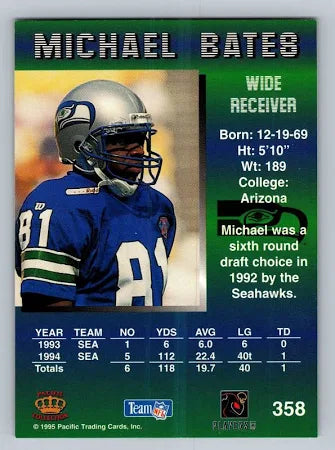 1995 Pacific Michael Bates Football Card #358