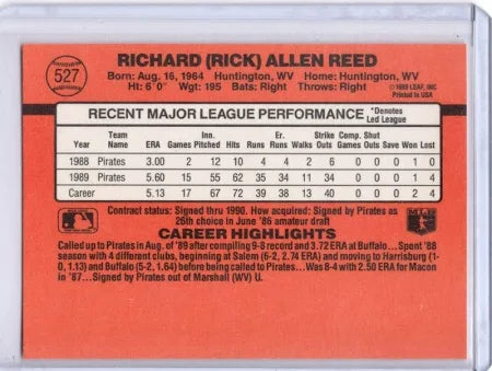 1990 Donruss Richard (Rick) Allen Reed Baseball Card #527