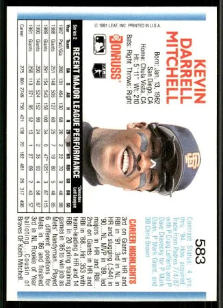 1992 Donruss Kevin Darrell Mitchell Baseball Card #583