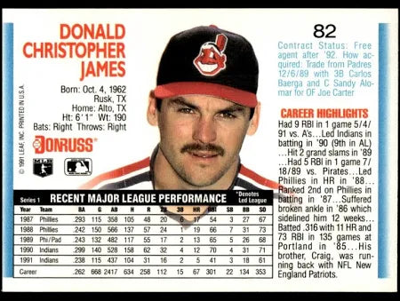 1992 Donruss Donald Christopher James Baseball Card #82