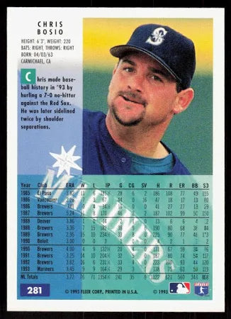1993 Fleer Chris Bosio Baseball Card #281