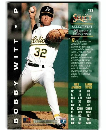 1994 Score Select Bobby Witt Baseball Card #128
