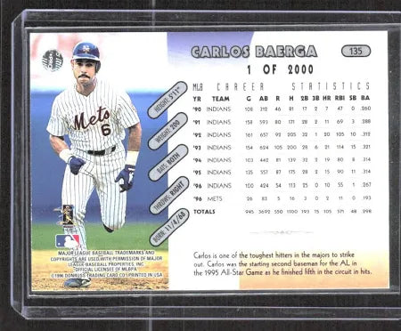 1996 Donruss Carlos Baerga Baseball Card #135