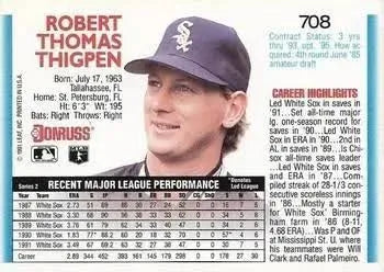 1992 Donruss Robert Thomas Thigpen Baseball Card #708