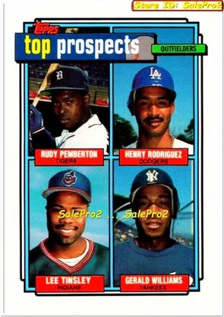 1992 Topps 1992 Prospects Rudy Pemberton, Henry Rodriguez, Lee Tinsley, Gerald Williams Baseball Card #656