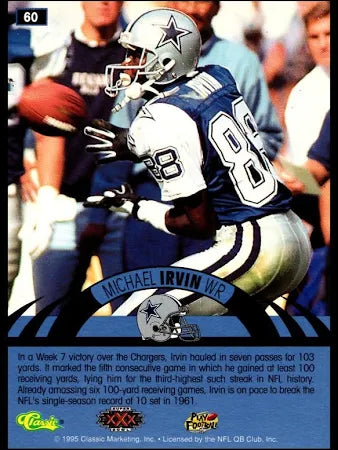 1995 Classic Michael Irvin Football Card #60