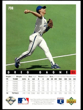 1993 Upper Deck Greg Gagne Baseball Card #708