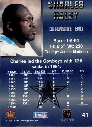 1995 Pacific Charles Haley Football Card #41