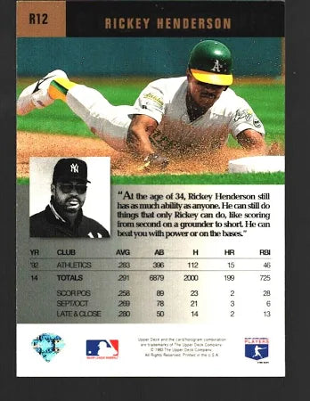 1993 Upper Deck Reggie Jackson Rickey Henderson Baseball Card #R12