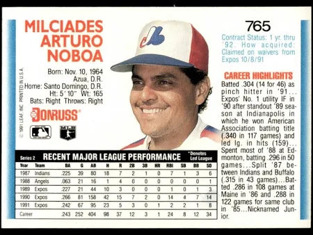 1992 Donruss Milciades Arturo Noboa Baseball Card #765