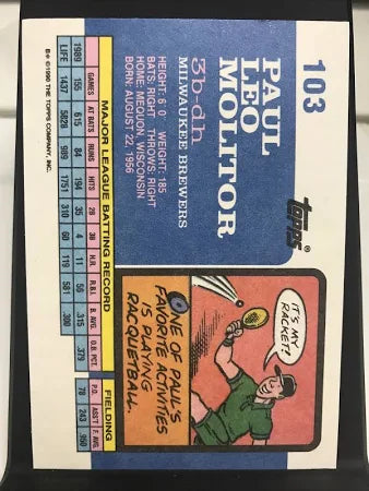 1990 Topps Paul Leo Molitor Baseball Card #103