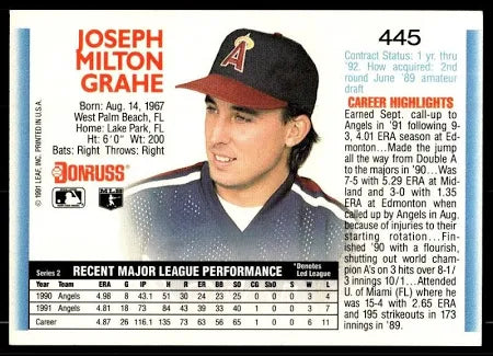1992 Donruss Joseph Milton Grahe Baseball Card #445