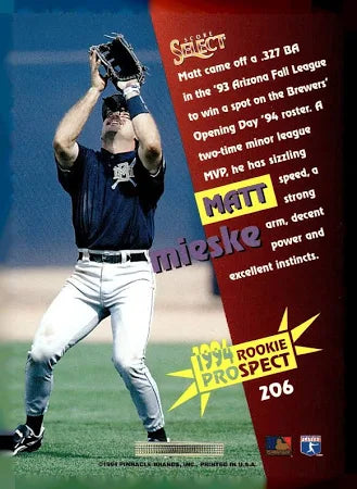 1994 Score Select 1994 Rookie Prospect Matt Mieske Baseball Card #206