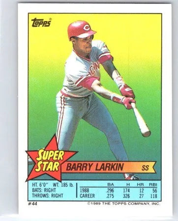 1989 Topps Super Star Sticker Barry Larkin Baseball Card #44
