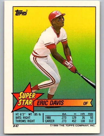 1989 Topps Super Star Sticker Eric Davis Baseball Card #47