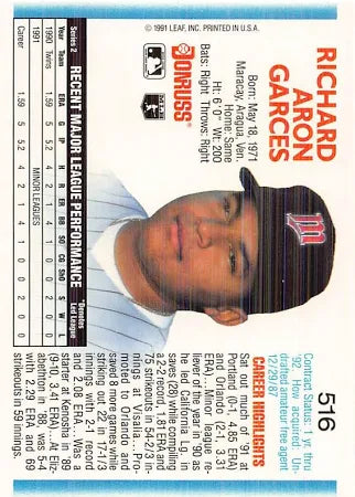 1992 Donruss Richard Aron Garces Baseball Card #516