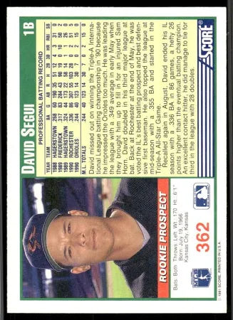 1991 Score David Segui Baseball Card #362
