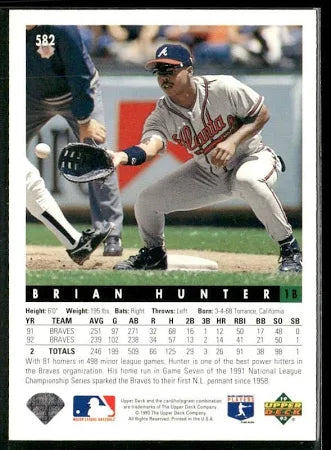 1993 Upper Deck Brian Hunter Baseball Card #582