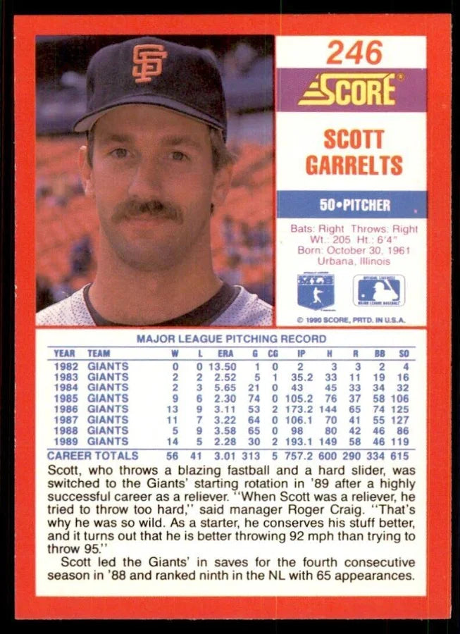1990 Score Scott Garrelts Baseball Card #246