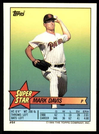 1989 Topps Super Star Mark Davis Baseball Card #64