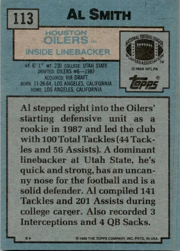 1988 Topps Al Smith Football Card #113