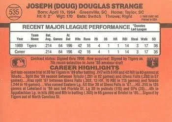 1990 Donruss Joseph (Doug) Douglas Strange Baseball Card #535