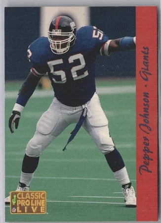 1993 Classic Pro Line Live Pepper Johnson Football Card #189
