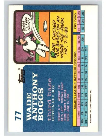 1990 Topps Wade Anthony Boggs Baseball Card #77