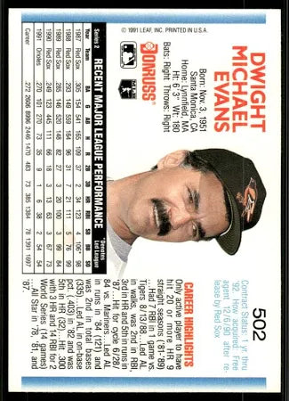 1992 Donruss Dwight Michael Evans Baseball Card #502